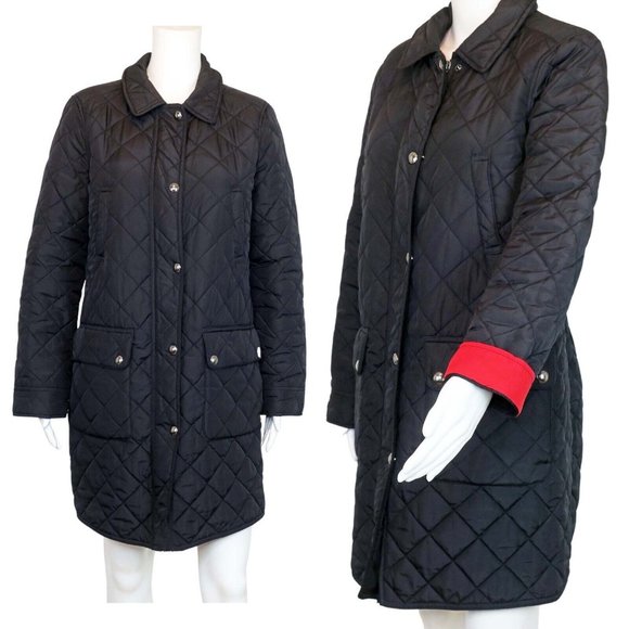 Ralph Lauren Jackets & Blazers - Ralph Lauren LRL Black Quilted Puffer Peacoat Diamond Red Cuff Women's Large